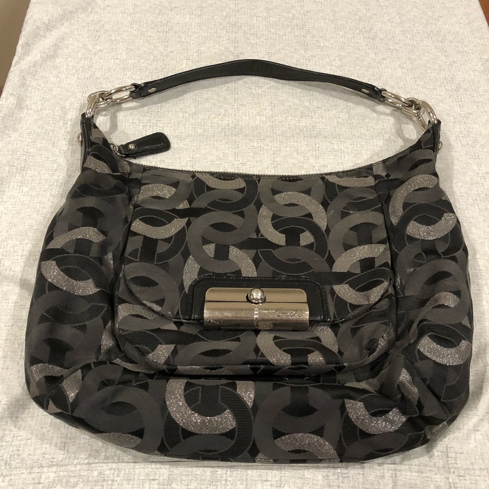 Coach cloth hobo with adjustable shoulder strap